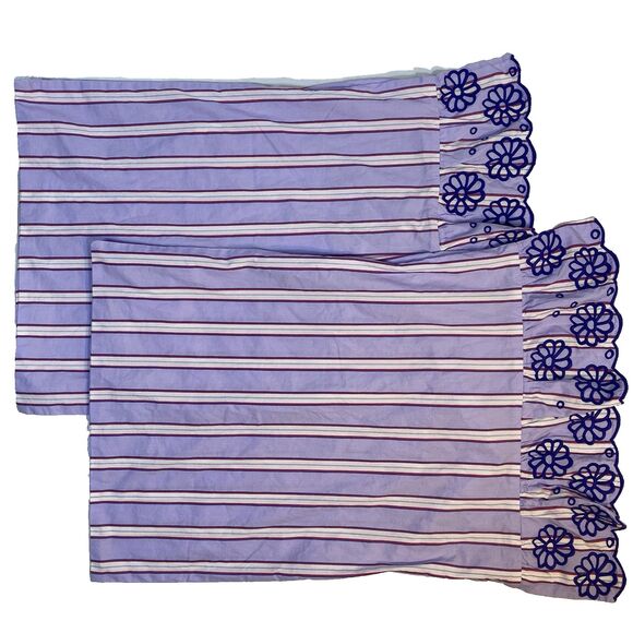 2ct Anthropologie Purple 20x26 Standard Pillow Shams - Picture 1 of 9